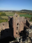 SX16660 View of chapel and gatehouse from Goodrich Castle keep.jpg